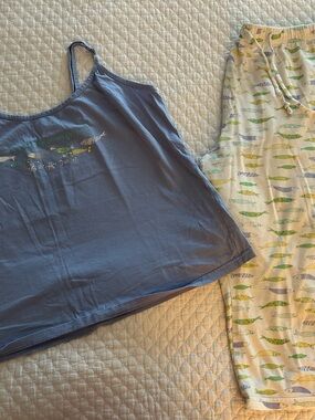 Blue Fish Tank Top and Fish-Print Pajama Pants Set
